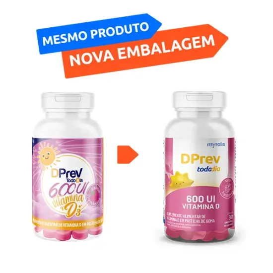 Imagem de Vitamina D  Colecalciferol DPrev Todo Dia 600UI Sabor Framboesa com 30 Gomas